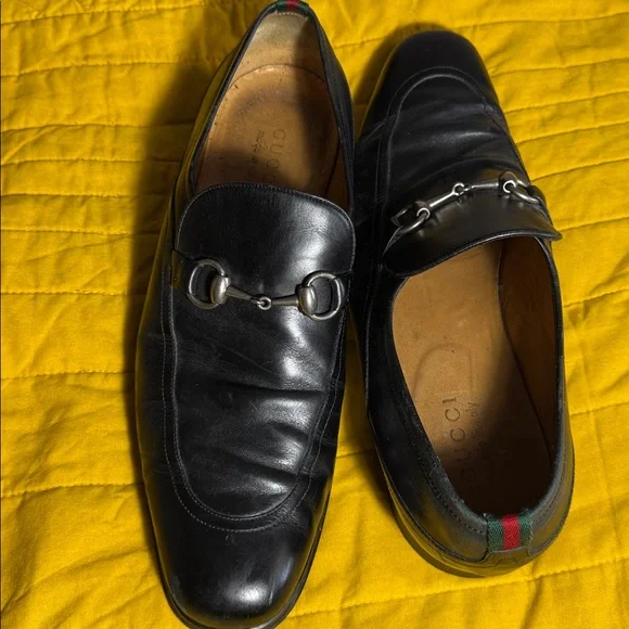 Gucci black Leather Loafers with Silver Detail,Men display picture 1